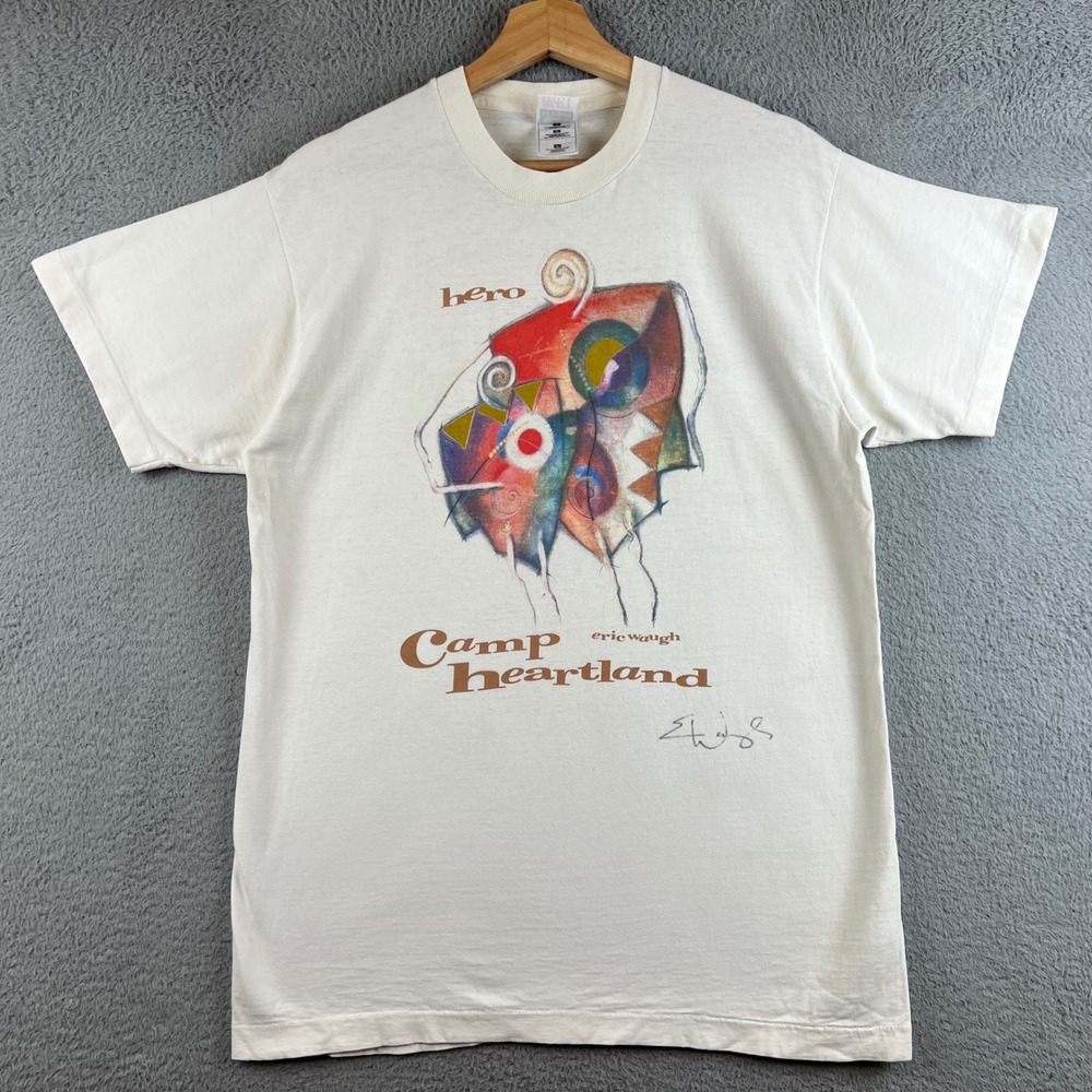 Vintage Eric Waugh Camp Heartland Art T-Shirt White Mens L USA signed - Picture 1 of 9